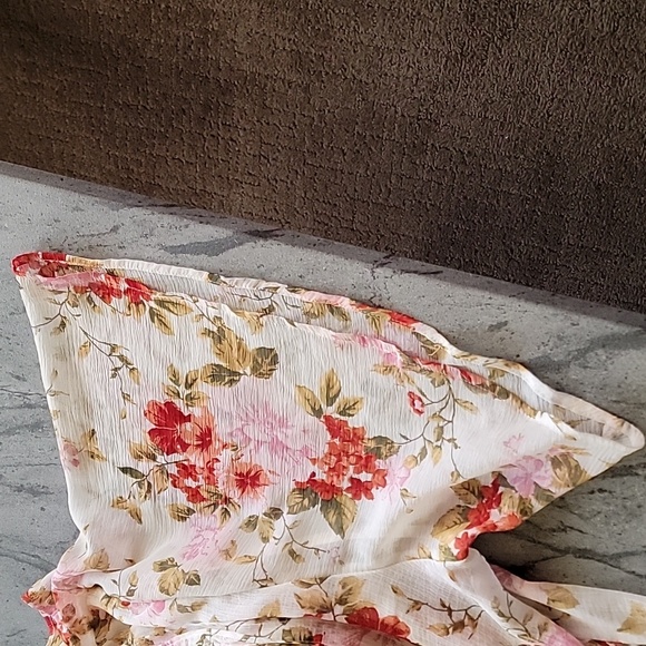 AMERICAN EAGLE OUTFITTERS Floral Open Front Duster Ivory, Pink,Green sz XS-S - Picture 12 of 12